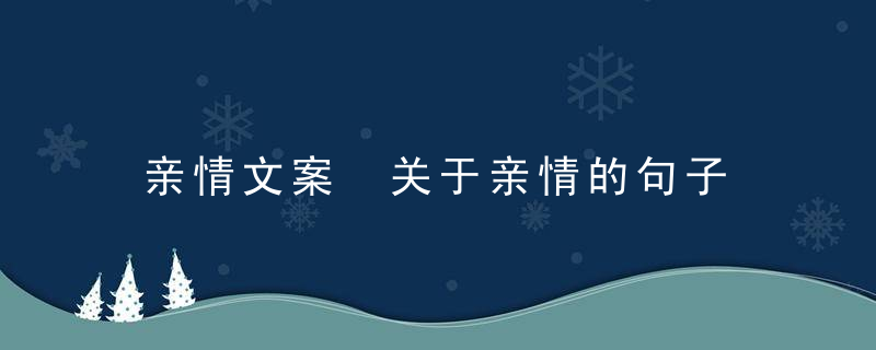 亲情文案 关于亲情的句子